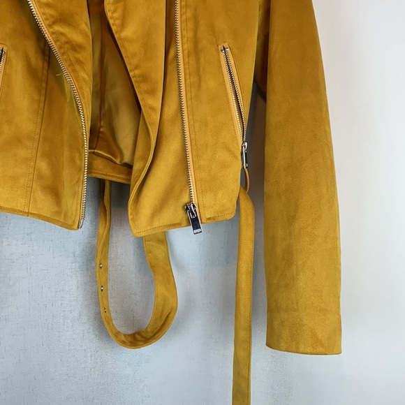 New Forever 21 Yellow Suede Biker Jacket BNWT - Picture 4 of 9